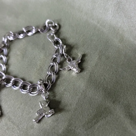 Vintage Silver Western Yallternative Coastal Cowgirl Charm Bracelet - Picture 4 of 7